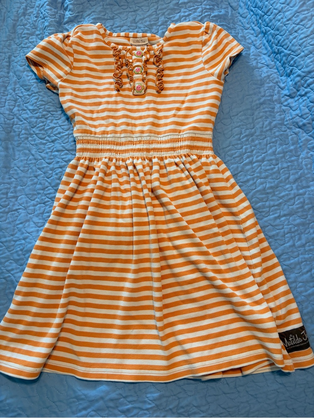 Matilda Jane Orange & White Striped Short Sleeve Dress